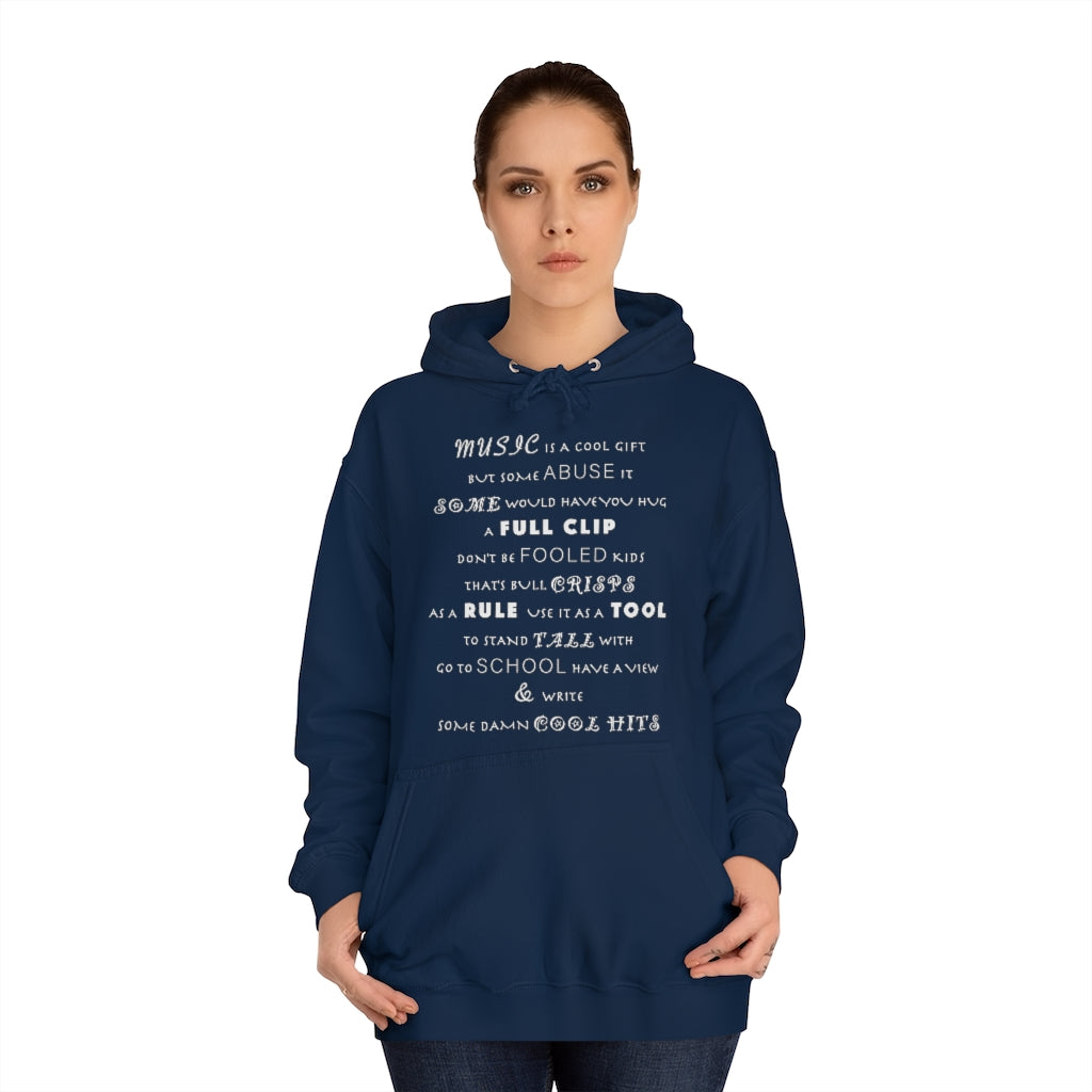 MUSIC IS COOL (Chalk) - Unisex College Hoodie