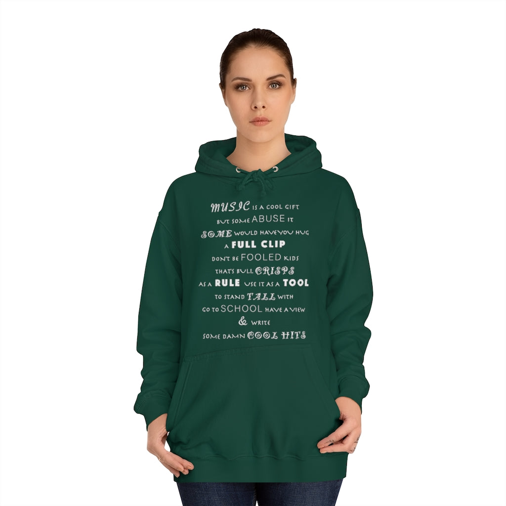 MUSIC IS COOL (Chalk) - Unisex College Hoodie